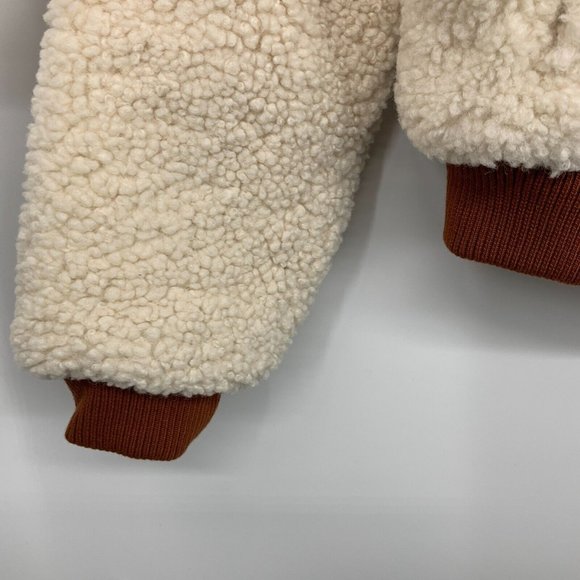 Blank NYC Jacket Faux Sherpa Leather Trim Beige Brown Full Zip - Picture 10 of 15